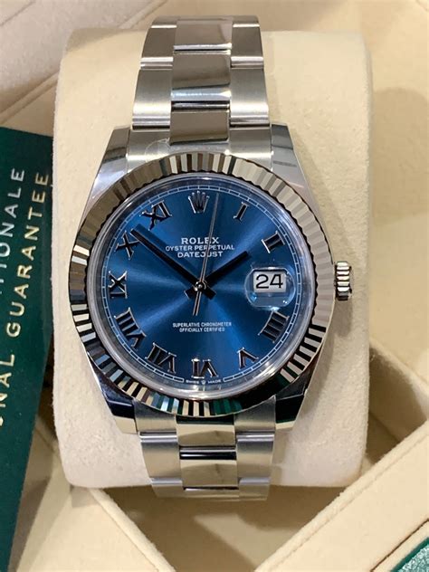 rolex gold with blue dial|Rolex 41mm datejust blue dial.